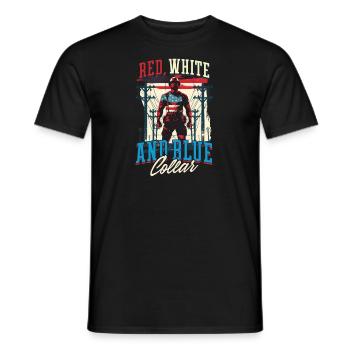 Patriotischer Linienrichter Roter, Weißer und Blauer Kragen - Männer T-Shirt - Schwarz - Vorne - AI Model Male 178 light (178cm)