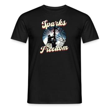 Patriotic Lineman Sparks of Freedom - Men's T-Shirt - black - Front - AI Model Male 178 light (178cm)