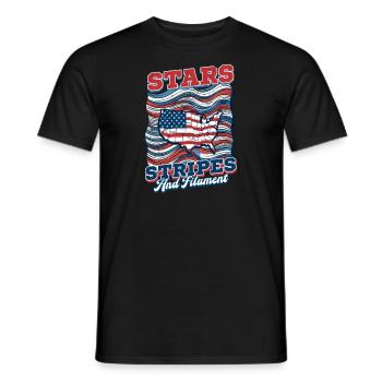 Patriotic 3D Printing Stars, Stripes, and Filament - Men's T-Shirt - black - Front - AI Model Male 178 light (178cm)