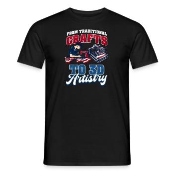Patriotique Impression 3D Artisanat Traditionnel Artiste 3D - T-shirt homme - noir - Devant - AI Model Male 178 light (178cm)