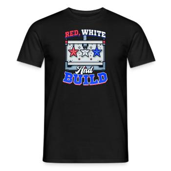 Patriotischer 3D-Druck Rot, Weiß und Build - Männer T-Shirt - Schwarz - Vorne - AI Model Male 178 light (178cm)