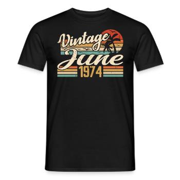 June 1974 Birthday 1974 Retro 1974 June 1974 - Men's T-Shirt - black - Front - AI Model Male 178 light (178cm)