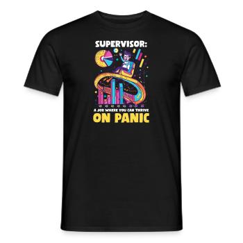 Superviseur Un travail où l’on peut s’épanouir dans la panique - T-shirt homme - noir - Devant - AI Model Male 178 light (178cm)