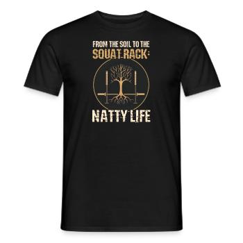 Natty Bodybuilder Vom Boden zum Squat Rack Natty Li - Männer T-Shirt - Schwarz - Vorne - AI Model Male 178 light (178cm)