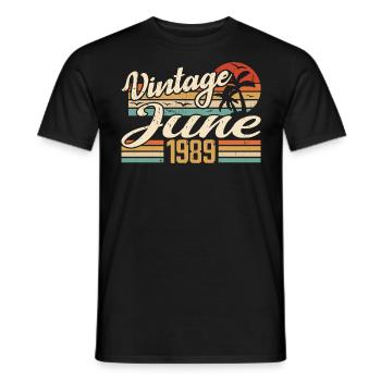 Juni 1989 Geburtstag 1989 Retro 1989 Juni 1989 - Männer T-Shirt - Schwarz - Vorne - AI Model Male 178 light (178cm)