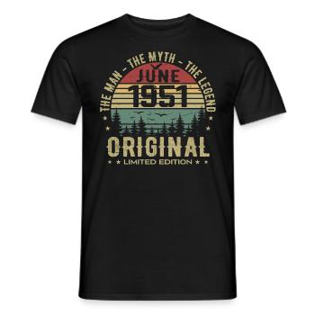 1951 Juin 1951 Anniversaire Juin 1951 Juin Cadeau - T-shirt homme - noir - Devant - AI Model Male 178 light (178cm)