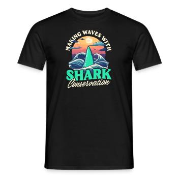 Biologist Shark Lover Waves Shark Conservation - Men's T-Shirt - black - Front - AI Model Male 178 light (178cm)
