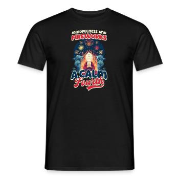 Patriotic Buddhist Mindfulness and Fireworks - Men's T-Shirt - black - Front - AI Model Male 178 light (178cm)