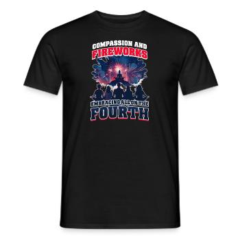 Patriotisches buddhistisches Mitgefühl und Feuerwerk - Männer T-Shirt - Schwarz - Vorne - AI Model Male 178 light (178cm)