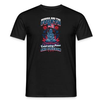 Un bouddhiste patriotique célèbre la paix et la liberté - T-shirt homme - noir - Devant - AI Model Male 178 light (178cm)