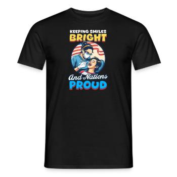 Patriotic Dentist Smiles Bright and Nations Proud - Men's T-Shirt - black - Front - AI Model Male 178 light (178cm)