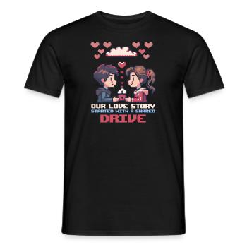 Geek Love Notre histoire d’amour a commencé avec un Dri partagé - T-shirt homme - noir - Devant - AI Model Male 178 light (178cm)