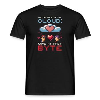 Geek Love Match réalisé dans Cloud Love au premier octet - T-shirt homme - noir - Devant - AI Model Male 178 light (178cm)