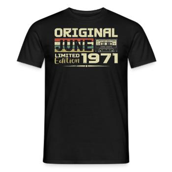 Juin 1971 Vintage Nées En Juin 1971 Anniversaire - T-shirt homme - noir - Devant - AI Model Male 178 light (178cm)