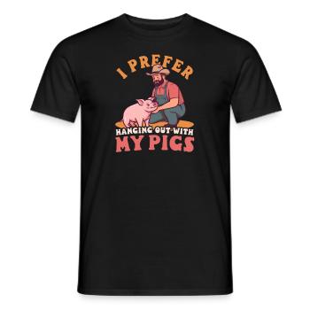 Les éleveurs de porcs préfèrent traîner avec les cochons - T-shirt homme - noir - Devant - AI Model Male 178 light (178cm)