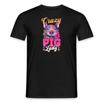 Pig Farmer Crazy Pig Lady - Men's T-Shirt - black - Front - AI Model Male 178 light (178cm)