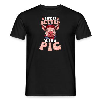 Un éleveur de porcs fait mieux avec le cochon - T-shirt homme - noir - Devant - AI Model Male 178 light (178cm)