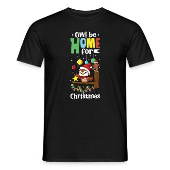 La chouette rentre à la maison pour Noël - Weihnachten Eule - T-shirt homme - noir - Devant - AI Model Male 178 light (178cm)
