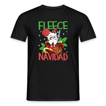 Fleece Navidad - Weihnachten Lama - Männer T-Shirt - Schwarz - Vorne - AI Model Male 178 light (178cm)