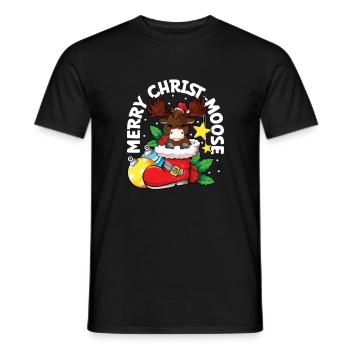 Merry Christ-moose - Christmas Moose - Men's T-Shirt - black - Front - AI Model Male 178 light (178cm)