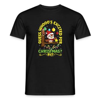 Devinez qui est excité pour Noël - Eule - T-shirt homme - noir - Devant - AI Model Male 178 light (178cm)