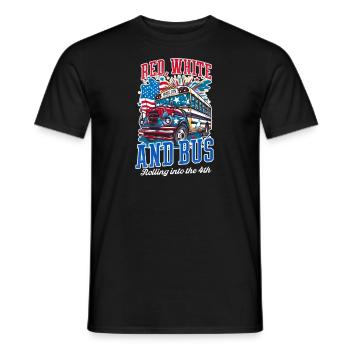 Patriotic Bus Driver Red, White And Bus - Men's T-Shirt - black - Front - AI Model Male 178 light (178cm)