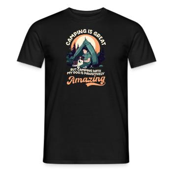 Lustiges Camping mit Hund ist pfotenhaft genial - Männer T-Shirt - Schwarz - Vorne - AI Model Male 178 light (178cm)