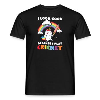 Cricket Player Look Good Because Play - Men's T-Shirt - black - Front - AI Model Male 178 light (178cm)