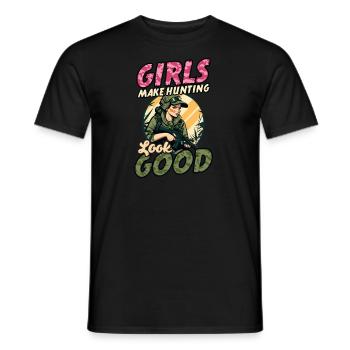 Jägermädchen lassen die Jagd gut aussehen - Männer T-Shirt - Schwarz - Vorne - AI Model Male 178 light (178cm)