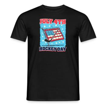 4. Juli Hockey 4. Juli: Hockey Day - Männer T-Shirt - Schwarz - Vorne - AI Model Male 178 light (178cm)