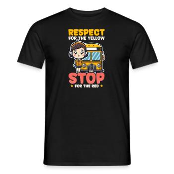 Bus Driver Respect For Yellow Stop Red - Men's T-Shirt - black - Front - AI Model Male 178 light (178cm)
