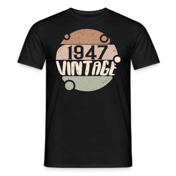 Vintage 1947 Retro Gifts 1947 Vintage 1947 - Men's T-Shirt - black - Front - AI Model Male 178 light (178cm)