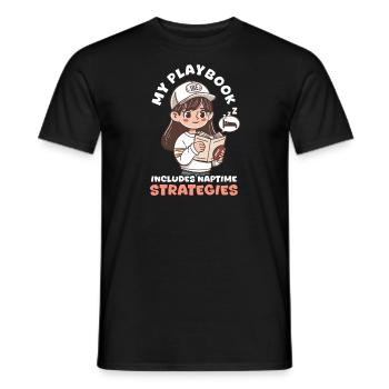 Football Mom My Playbook Includes Naptime Strategi - Men's T-Shirt - black - Front - AI Model Male 178 light (178cm)