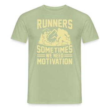 Mountain runner jogging in the mountains - Men's T-Shirt - sage - Front - AI Model Male 178 light (178cm)