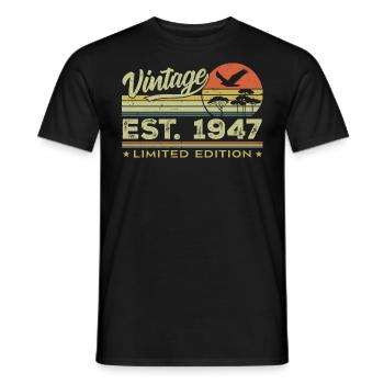 Jahrgang 1947 Genial seit 1947 Geschenk 1947 Retro - Männer T-Shirt - Schwarz - Vorne - AI Model Male 178 light (178cm)