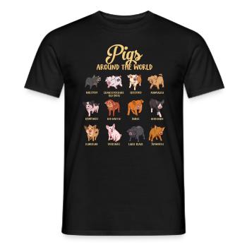 Verschiedene Cartoon Schweine - Männer T-Shirt - Schwarz - Vorne - AI Model Male 178 light (178cm)