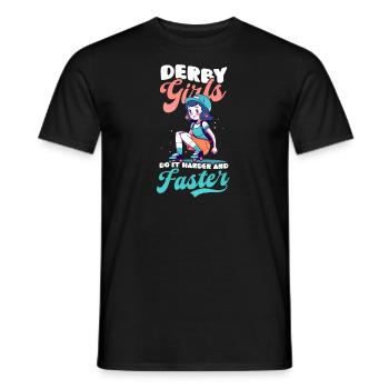 Roller Derby : Les filles à roulettes font plus fort et plus vite - T-shirt homme - noir - Devant - AI Model Male 178 light (178cm)
