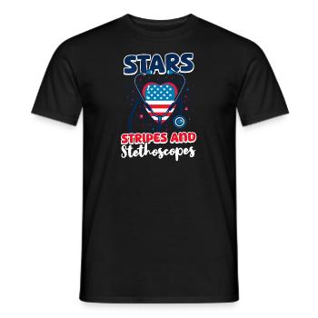 Patriotische Krankenschwester Sterne, Streifen und Stethoskope - Männer T-Shirt - Schwarz - Vorne - AI Model Male 178 light (178cm)