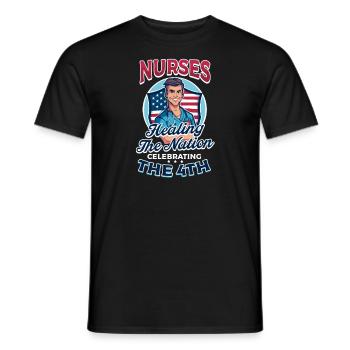 Patriotische Krankenschwestern: Heilung der Nation - Männer T-Shirt - Schwarz - Vorne - AI Model Male 178 light (178cm)