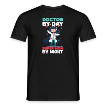 Maman vétérinaire médecin le jour, super maman la nuit - T-shirt homme - noir - Devant - AI Model Male 178 light (178cm)