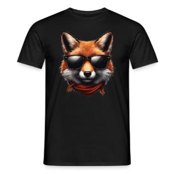 Fuchs Mit Sonnenbrille, Digitale Kunst, Wildtier - Männer T-Shirt - Schwarz - Vorne - AI Model Male 178 light (178cm)