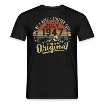 July 1947 Original 1947 July 1947 Gift - Men's T-Shirt - black - Front - AI Model Male 178 light (178cm)