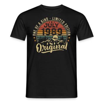 Juillet 1989 Original 1989 Juillet 1989 Cadeau - T-shirt homme - noir - Devant - AI Model Male 178 light (178cm)