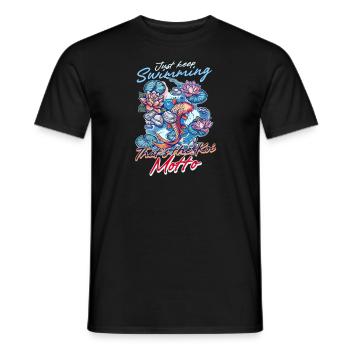 Les poissons koï continuent de nager, c’est la devise des koïs - T-shirt homme - noir - Devant - AI Model Male 178 light (178cm)