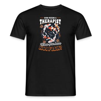 Thérapeute des poissons koï quand vous avez des poissons koï ? - T-shirt homme - noir - Devant - AI Model Male 178 light (178cm)