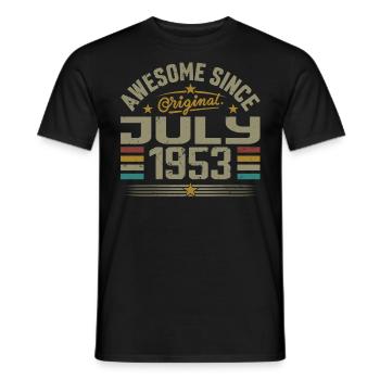 Baujahr Juli 1953 | Geschenk Juli 1953 - Männer T-Shirt - Schwarz - Vorne - AI Model Male 178 light (178cm)