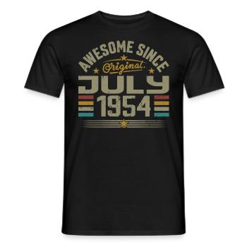 Construit en Juillet 1954 | Cadeau Juillet 1954 - T-shirt homme - noir - Devant - AI Model Male 178 light (178cm)