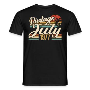 July 1977 Gift, 47th Anniversary July 1977 - Men's T-Shirt - black - Front - AI Model Male 178 light (178cm)