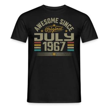 Baujahr Juli 1967 | Geschenk Juli 1967 - Männer T-Shirt - Schwarz - Vorne - AI Model Male 178 light (178cm)