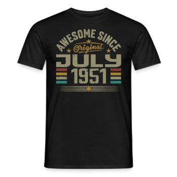 Erbaut im Juli 1951 | Geschenk Juli 1951 - Männer T-Shirt - Schwarz - Vorne - AI Model Male 178 light (178cm)